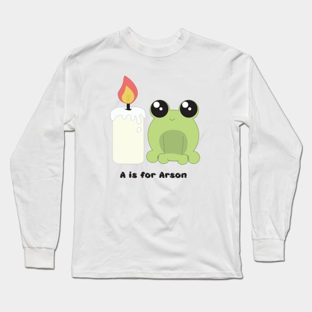 Cute Frog Arson Long Sleeve T-Shirt by Liliana Brown